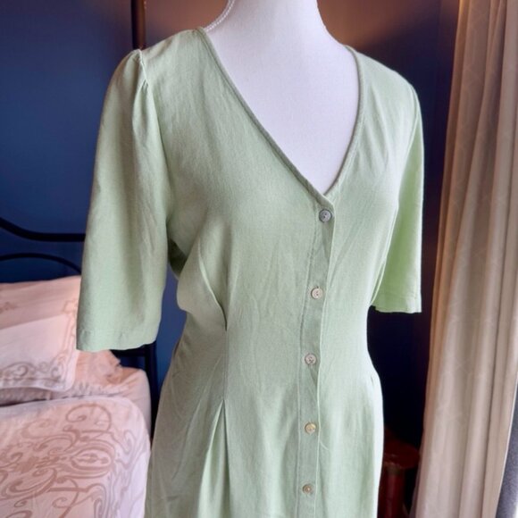 Light Sage Green Vero Moda Buttoned Mini Dress - Picture 5 of 11